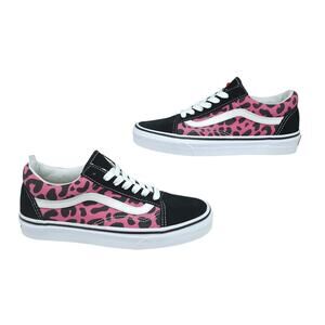 Vans Leopard Shoes Pink Black Womens 6.5 Low Tops Skater Grunge Fabric Suede